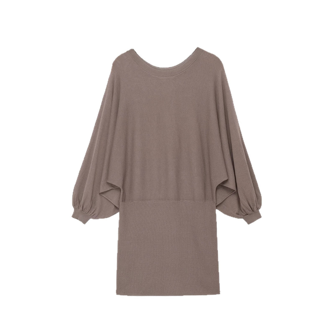 Damen Midikleid mit weitem Poncho-Oberteil und Ballonärmeln Echoarchiv