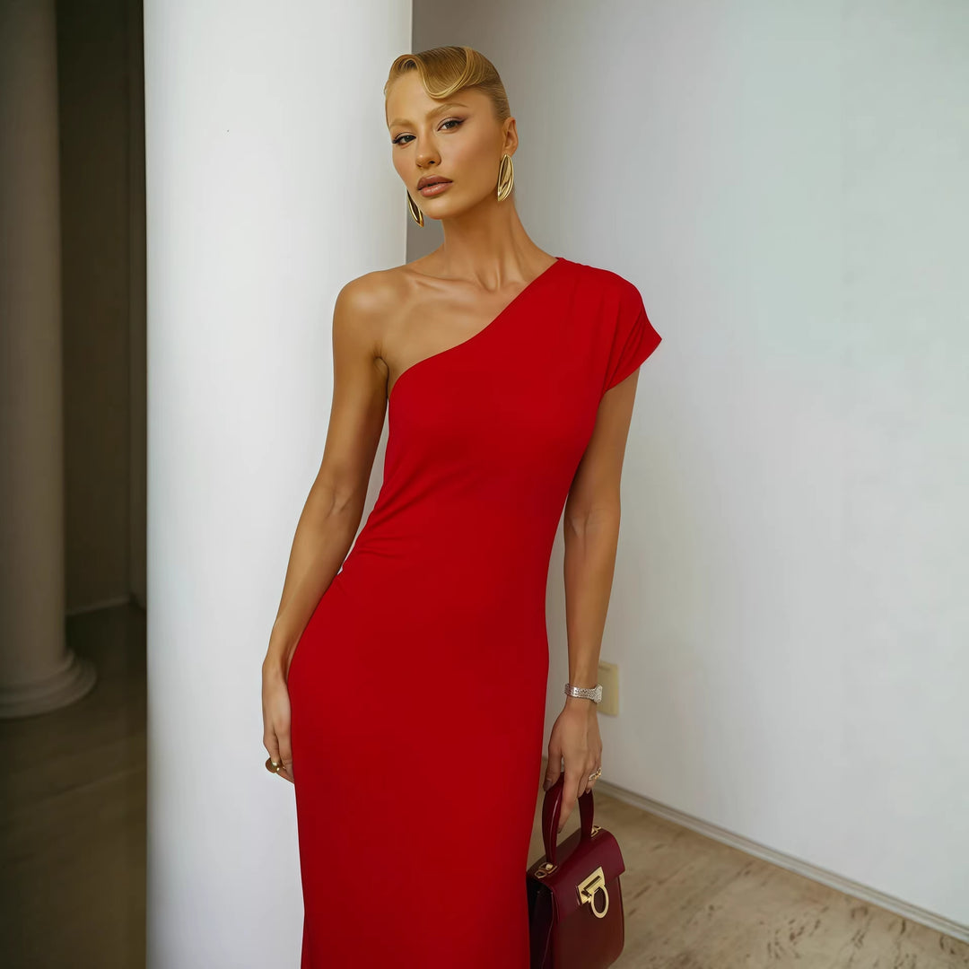 Damen Elegantes ärmelloses Wickelkleid mit asymmetrischem Schnitt Echo Archiv
