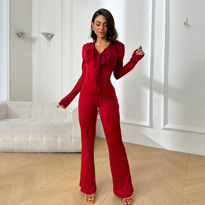 Damen trendiger Jumpsuit mit offenem Rücken und leichtem Stoff Echo Archiv
