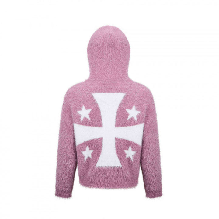 Unisex Flauschiger Kapuzenpullover mit Einhorn-Motiv und durchgehendem Reißverschluss Echo Archiv