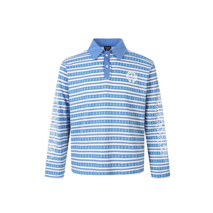 Unisex Langarm-Poloshirt mit Jacquard-Streifenmuster, Rippkragen und Logostick Echoarchiv