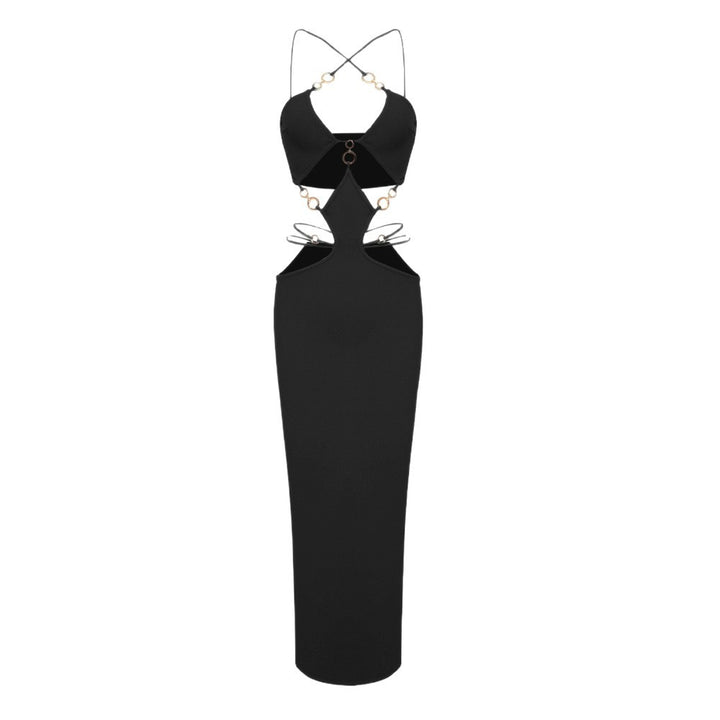 Damen Sexy Cut-Out-Kleid mit raffinierten Verzierungen und hohem Schlitz Echo Archiv