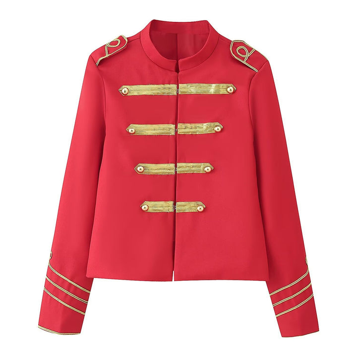 Damen Gekürzte Militärjacke mit goldbestickten Galons und Stehkragen Echo Archiv