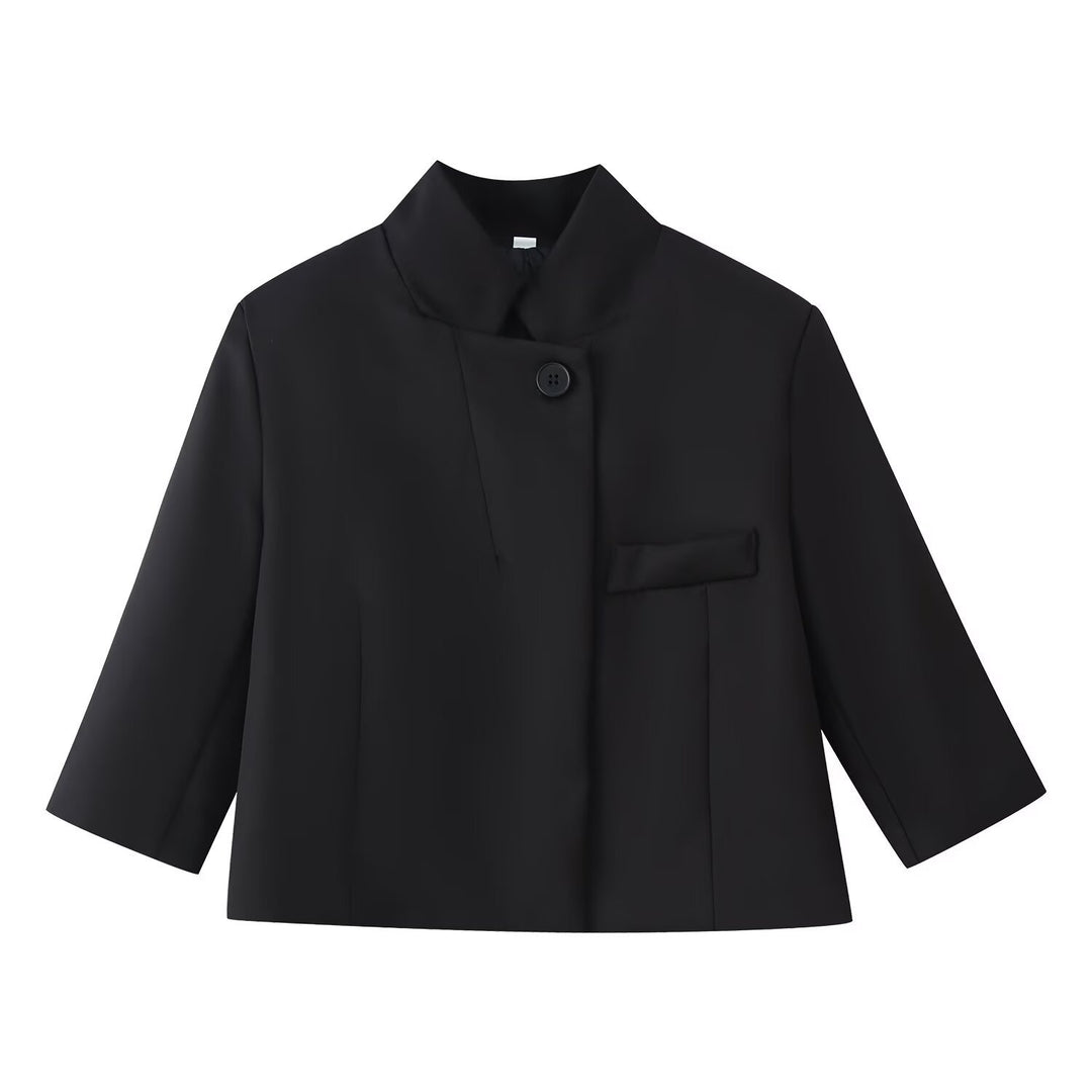 Damen Boxy-Kurzjacke mit Stehkragen und dreiviertelärmeln Echo Archiv