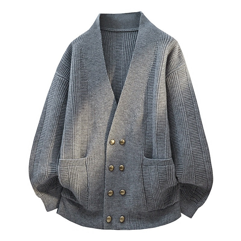 Damen Oversize Strickcardigan mit Schalkragen, doppelreihiger Knopfleiste & Eingrifftaschen Echoarchiv