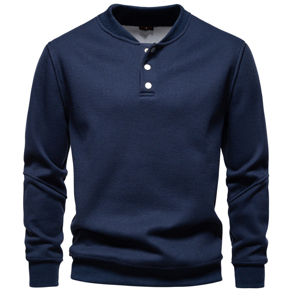 Herren Langarm-Pullover mit Knopfleiste und strukturiertem Gewebe Echoarchiv