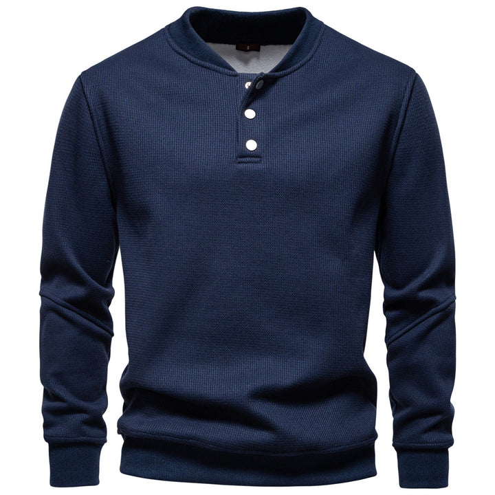 Herren Langarm-Pullover mit Knopfleiste und strukturiertem Gewebe Echoarchiv