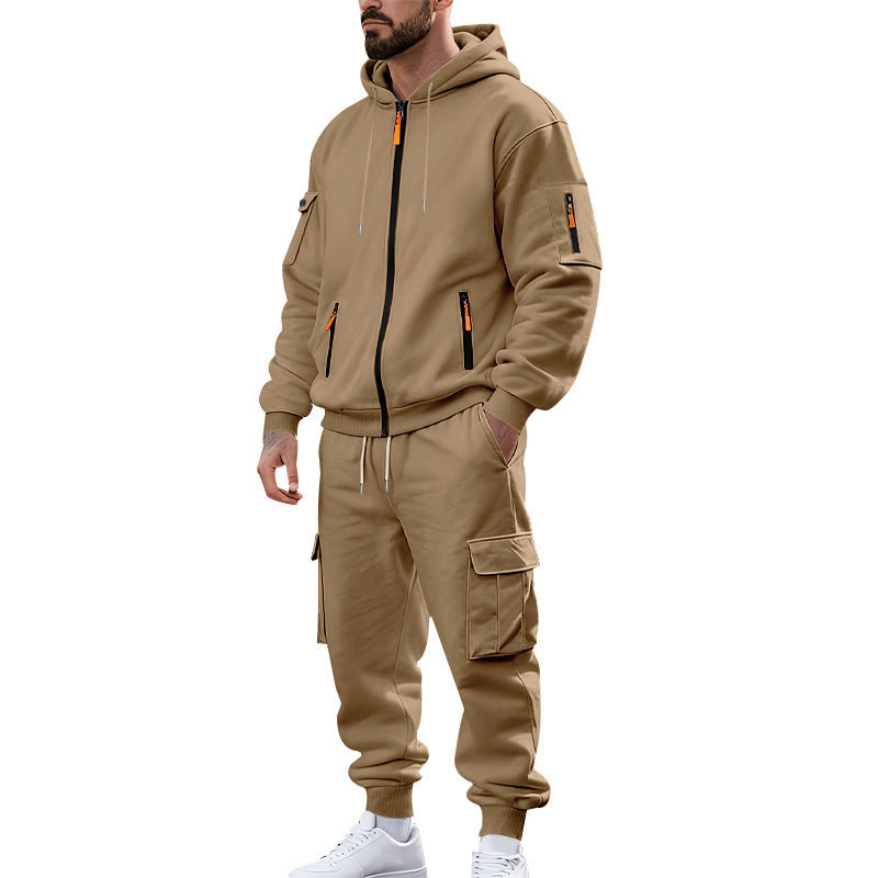 Herren nan urbanes Funktions-Cargo-Sweatset mit Kapuzenjacke, Reißverschlusstaschen und konisch zulaufender Cargo-Jogger Echo Archiv