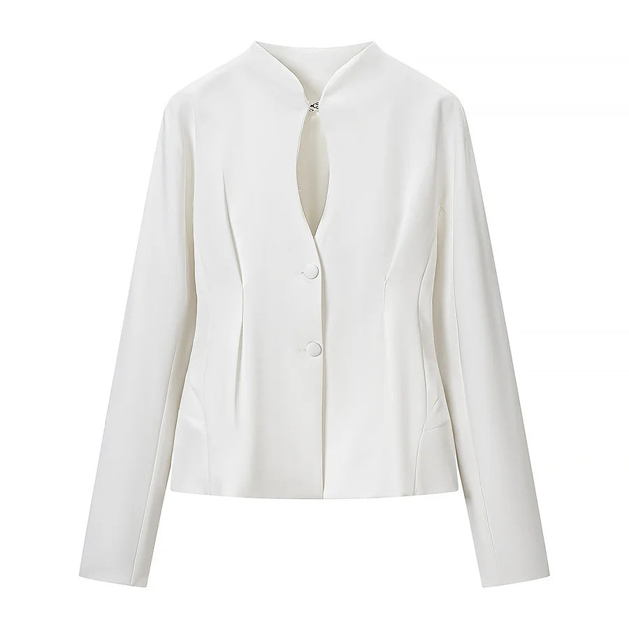Damen nan taillierter Kurzblazer mit Stehkragen, Cut-Out-Front und verdeckten Ziernähten Echo Archiv