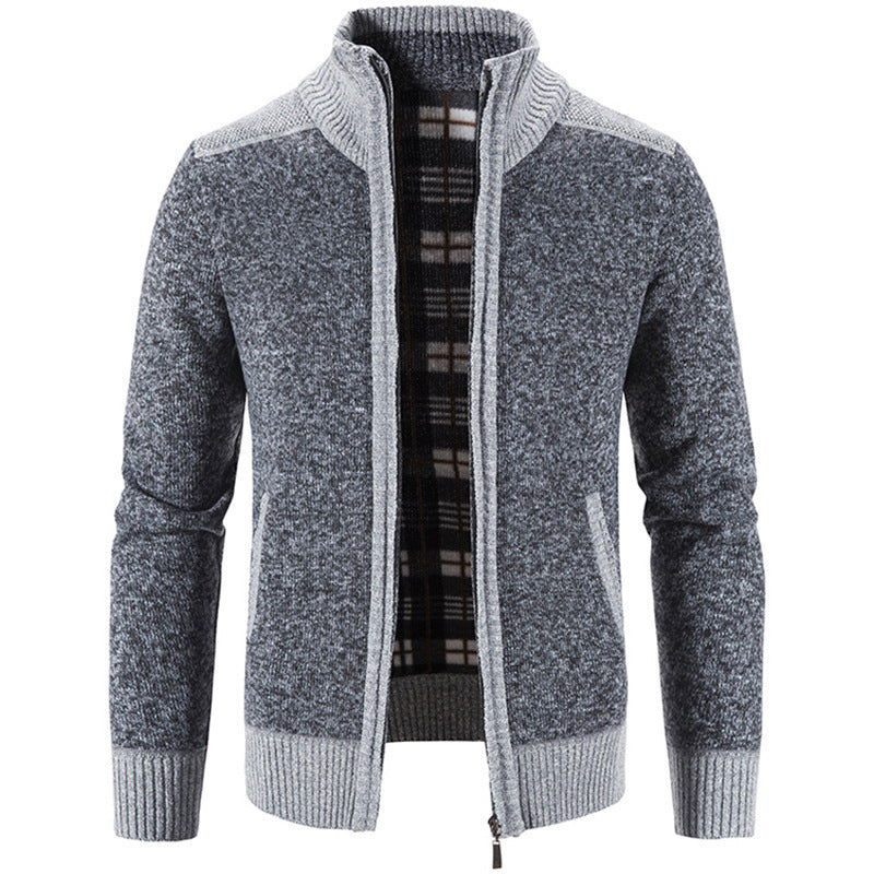 Herren Strickjacke mit modernem Stehkragen und strukturiertem Design Echoarchiv