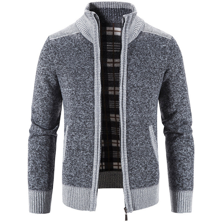 Herren Strickjacke mit modernem Stehkragen und strukturiertem Design Echoarchiv
