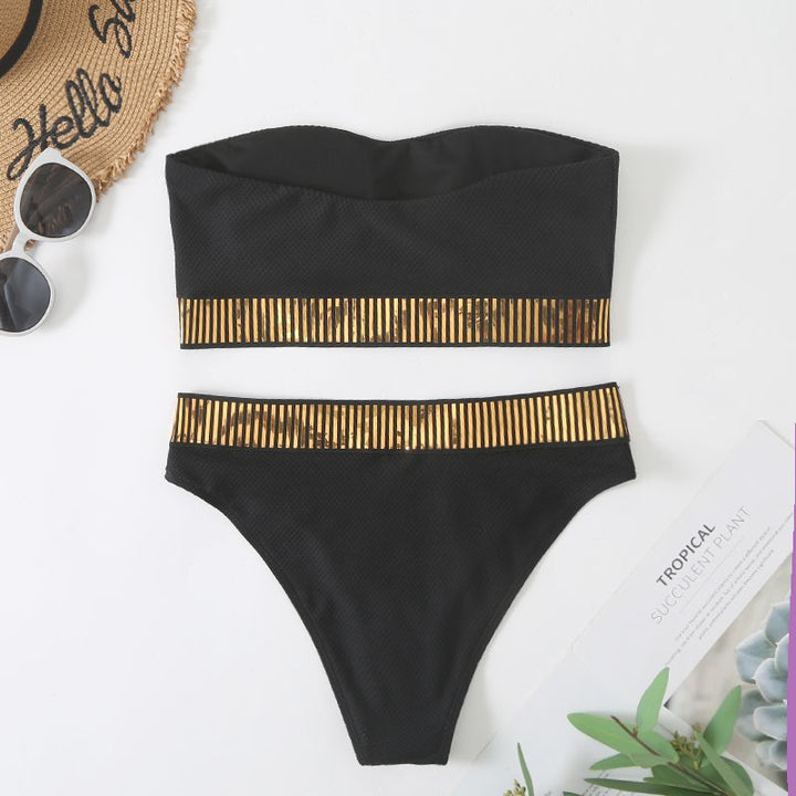 Damen Bandeau-Bikini mit goldenen Akzenten Echo Archiv