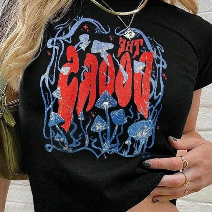 Damen lässiges Crop-T-Shirt mit kreativem Grafikdesign Echo Archiv