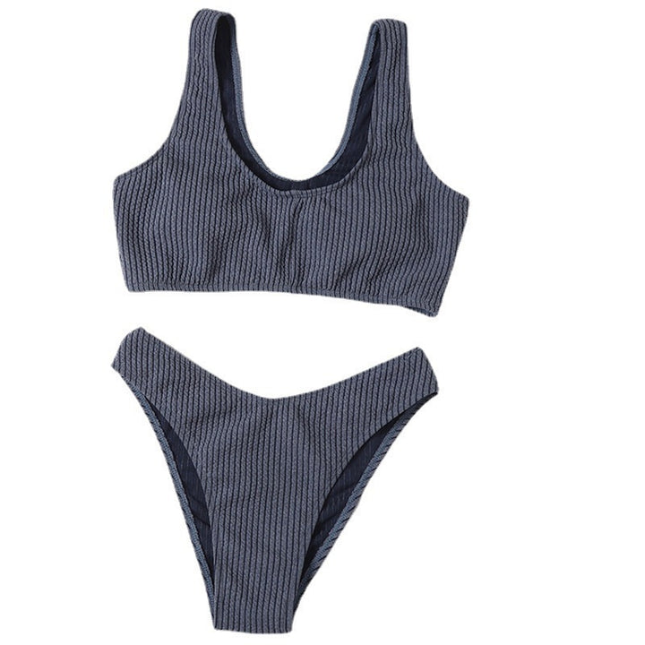 Damen Hochtailliertes Bikini-Set mit cropped Oberteil und rippierter Textur Echo Archiv