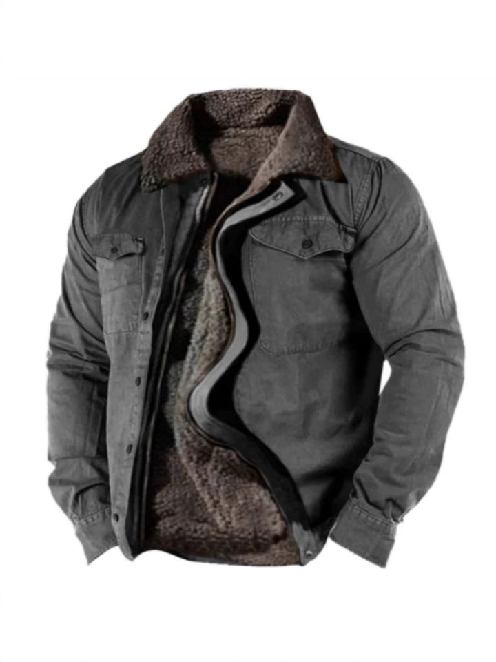 Herren Winterjacke mit warmem Kunstfellfutter und praktischem Knopfverschluss Echoarchiv
