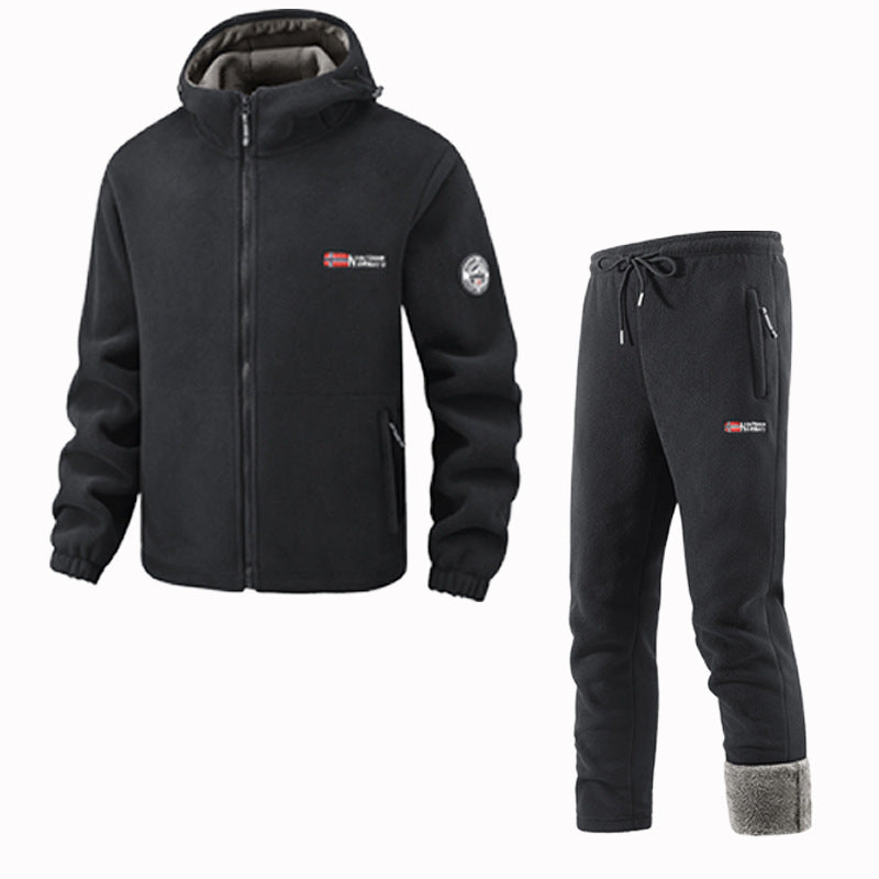 Herren Thermo-Fleece-Set mit Kapuzenjacke, Sherpa-gefüttert und elastischer Jogginghose – Marzano