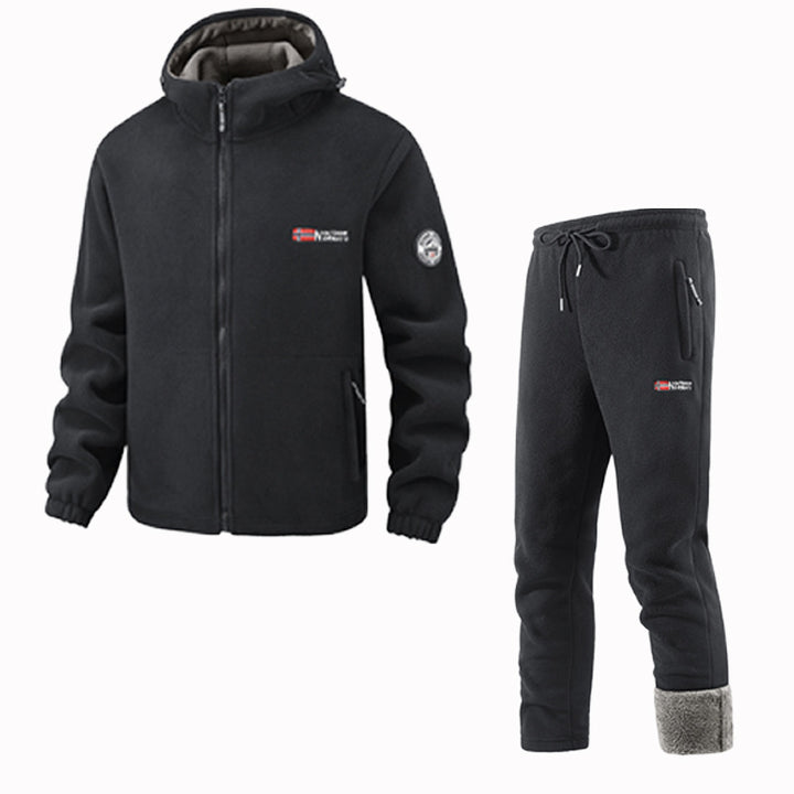 Herren Thermo-Fleece-Set mit Kapuzenjacke, Sherpa-gefüttert und elastischer Jogginghose – Marzano