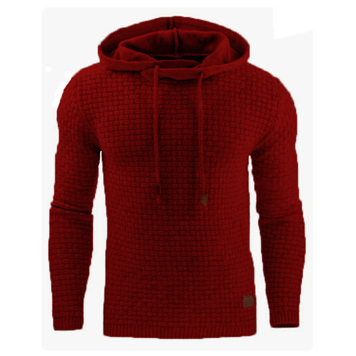 Herren Strickpullover mit strukturierter Oberfläche und integrierter Kapuze Echoarchiv
