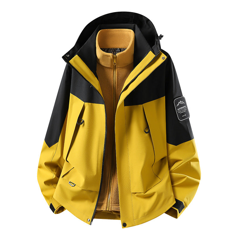 Unisex wasserfeste zweilagige Softshell-Regenjacke mit herausnehmbarem Fleecefutter und Kapuze Echoarchiv