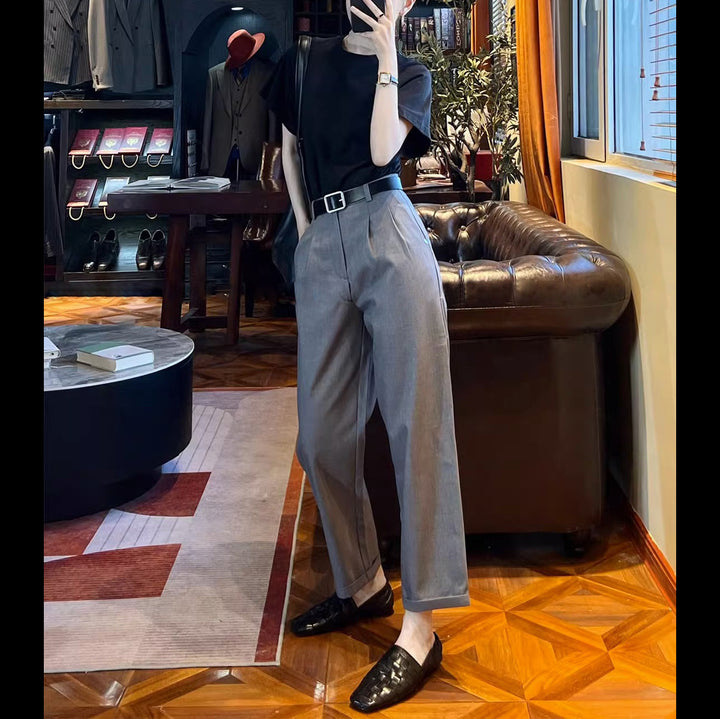 Damen Culotte-Anzughose mit Bundfalten und Umschlag Echo Archiv