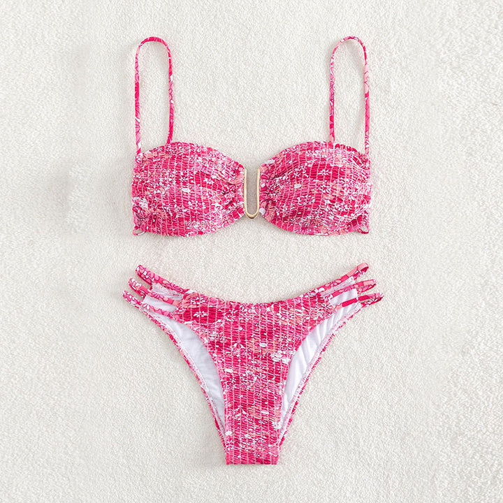 Damen Bikini-Set mit verspieltem Mustermix und modernen Schnürdetails Echo Archiv