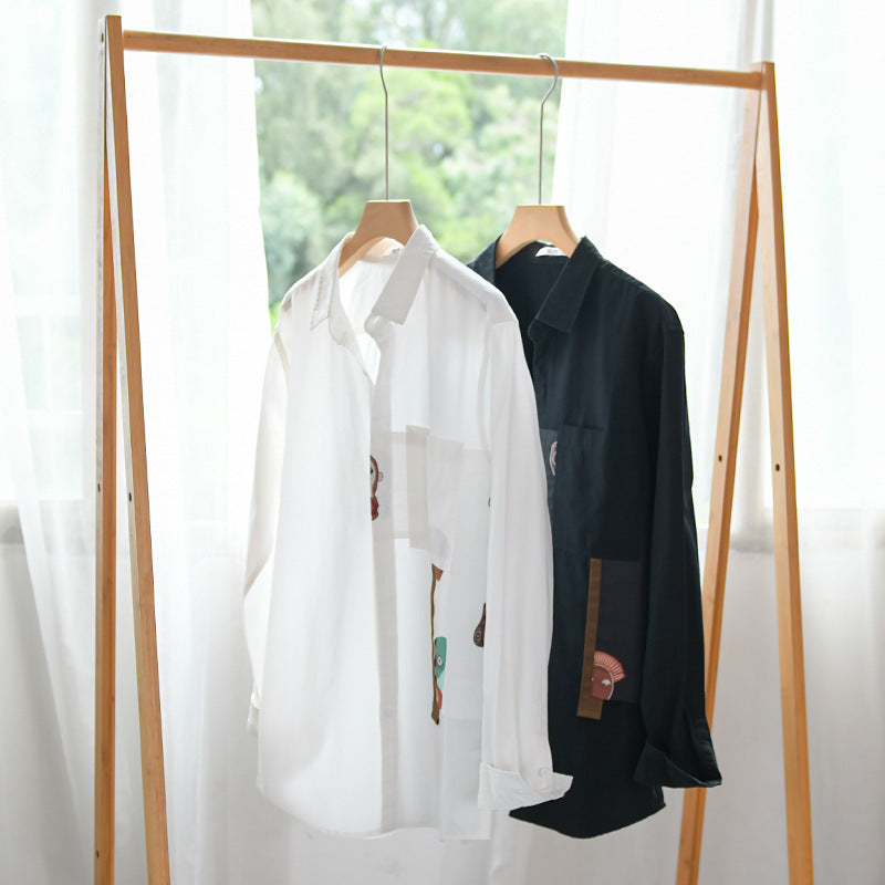 Herren Leichtes Baumwoll-Overshirt mit Brusttasche und abstraktem Grafikpatch Echoarchiv