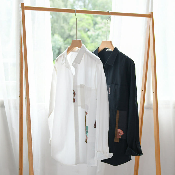 Herren Leichtes Baumwoll-Overshirt mit Brusttasche und abstraktem Grafikpatch Echoarchiv