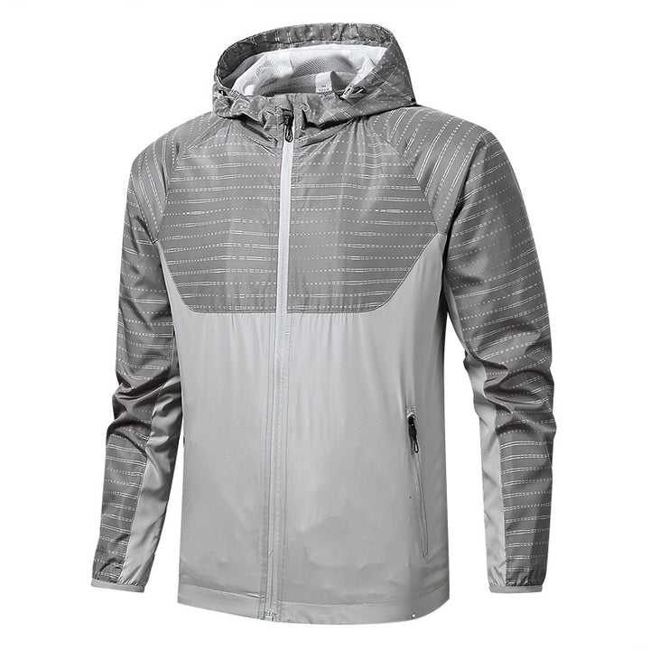 Herren Leichte Reflektierende Kapuzen-Windjacke mit Mesh-Futter und Reißverschlusstaschen Echo Archiv