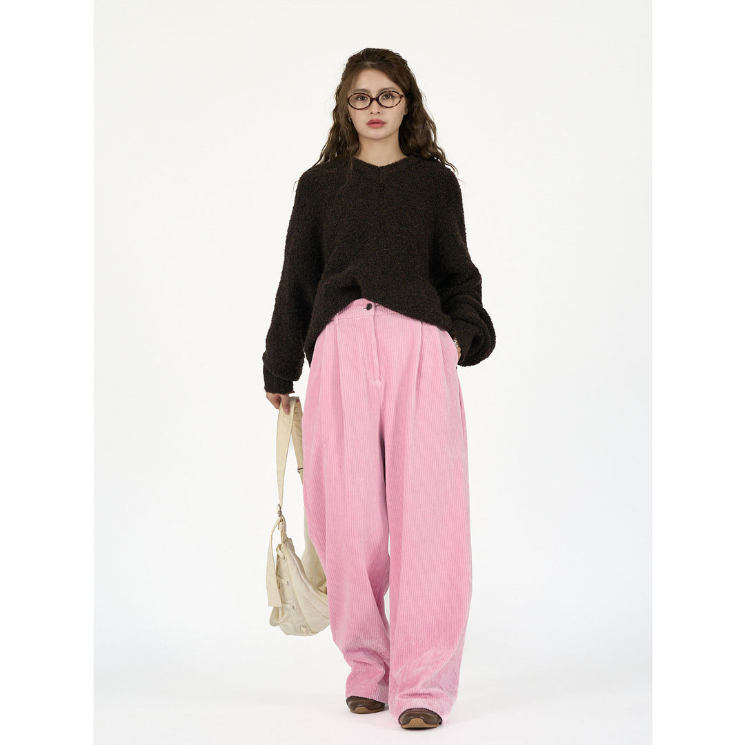 Damen Weite Cordhose mit hoher Taille, Bundfalten und Palazzo‑Schnitt Echoarchiv