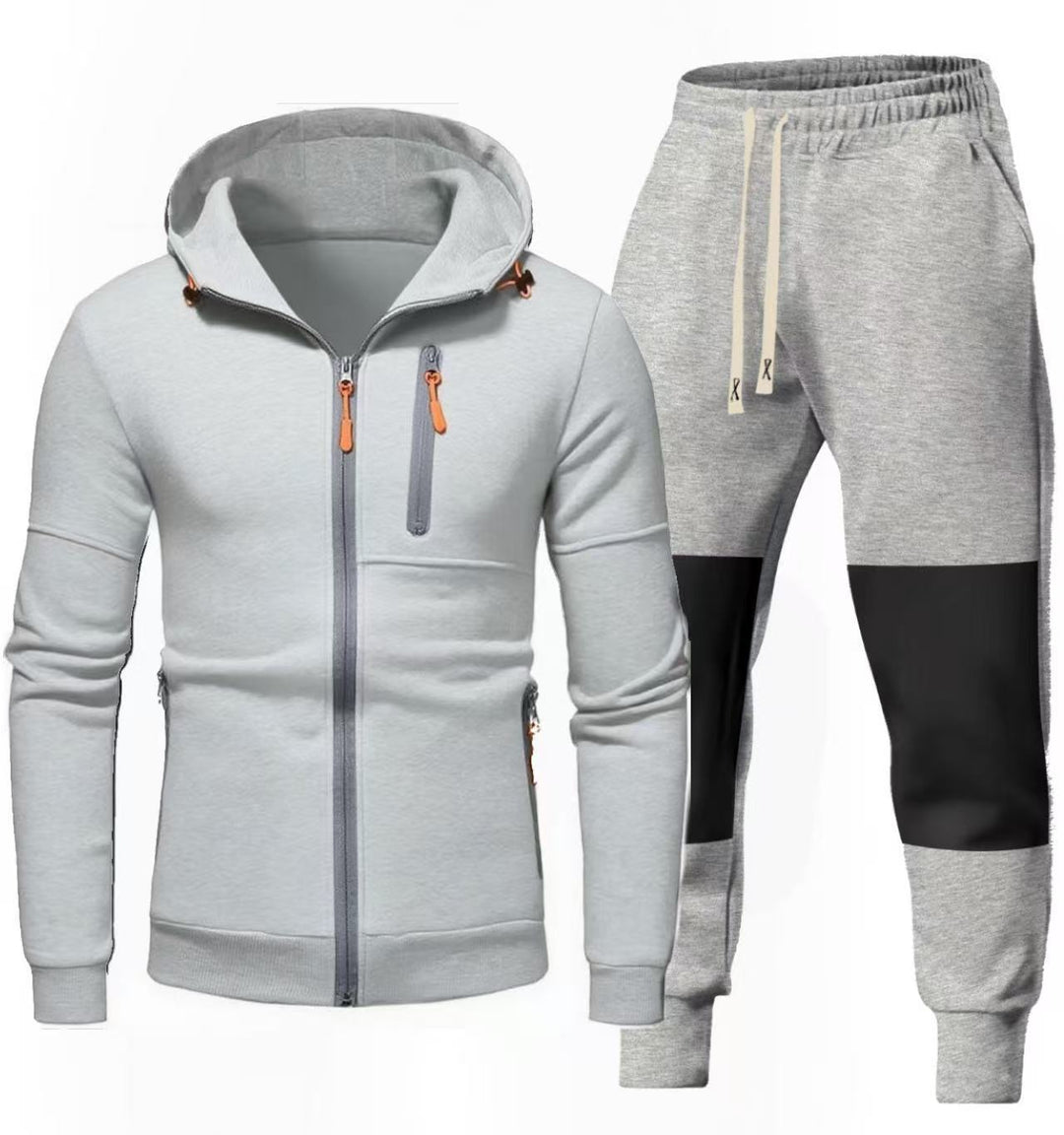 Herren Sportliches Hoodie- und Jogginghose-Set mit Funktionalen Reißverschlusstaschen Echoarchiv