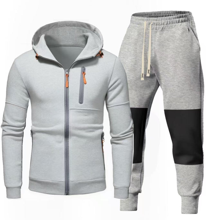 Herren Sportliches Hoodie- und Jogginghose-Set mit Funktionalen Reißverschlusstaschen Echoarchiv