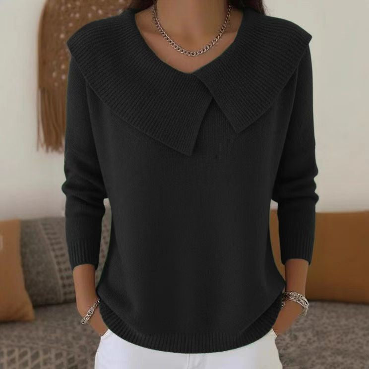 Damen nan grobgestrickter Pullover mit übergroßem Matrosenkragen und gerippten Abschlüssen Echo Archiv