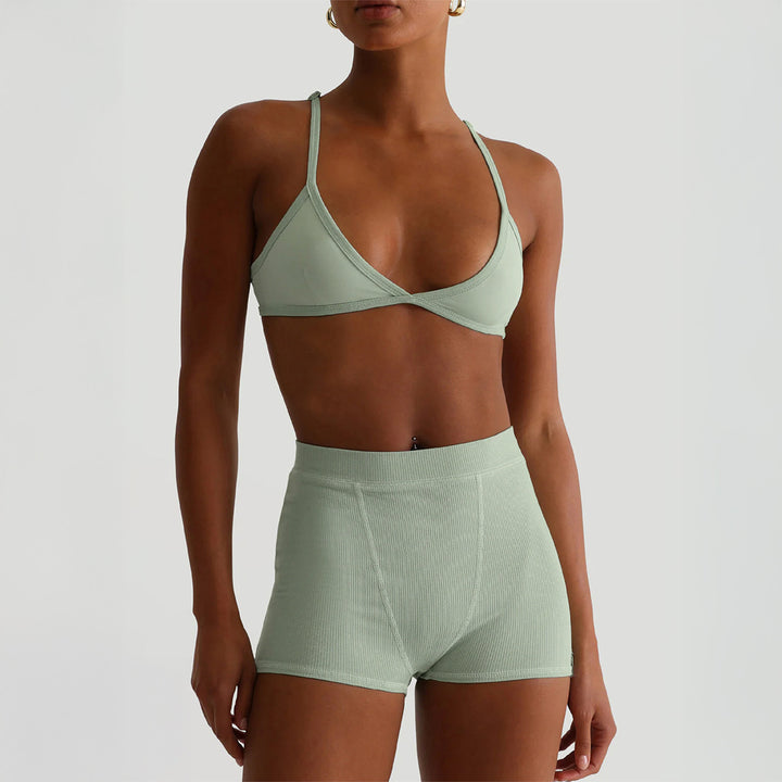 Damen Sport-Bustier und Shorts-Set mit hohem Bund Echo Archiv