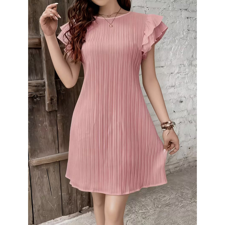 Damen Plissiertes Kurzkleid mit Rüschendetails Echo Archiv