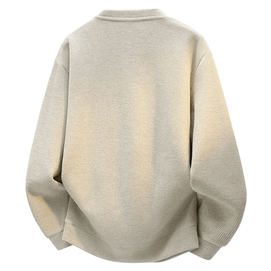 Herren Oversize Strukturierter Henley-Strickpullover mit dreifacher Knopfleiste Echoarchiv