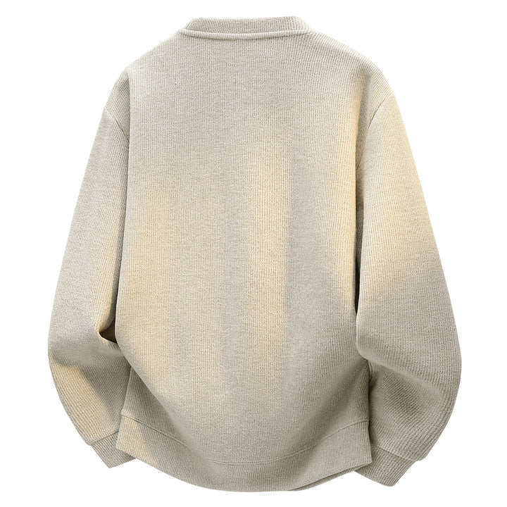 Herren Oversize Strukturierter Henley-Strickpullover mit dreifacher Knopfleiste Echoarchiv