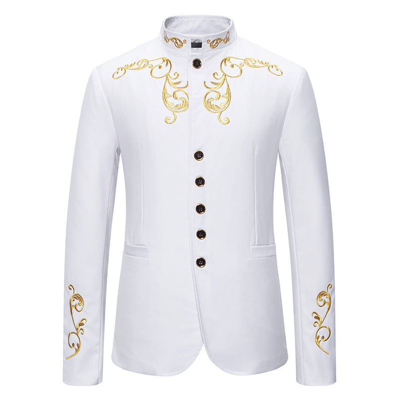Herren eleganter Blazer mit kunstvoller goldener Stickerei Echoarchiv