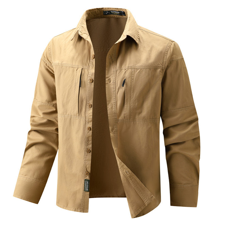Herren nan leichtes Outdoor-Hemdjacke mit zwei vertikalen Brust-Reißverschlusstaschen und verstärkten Schulterpassen Echo Archiv