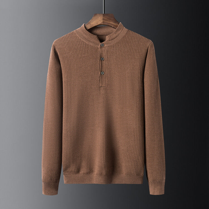 Herren Strukturierter Langarm-Pullover mit Knopfleiste Echoarchiv