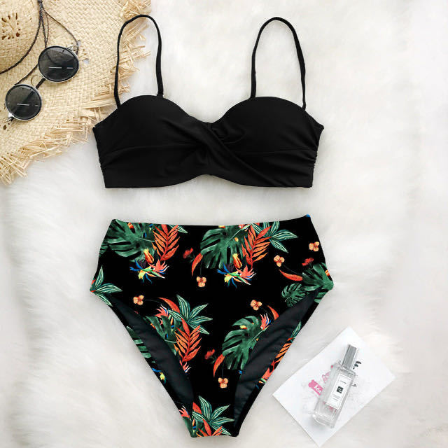 Damen Hoch tailliertes Bikini-Set mit floralem Oberteil Echo Archiv
