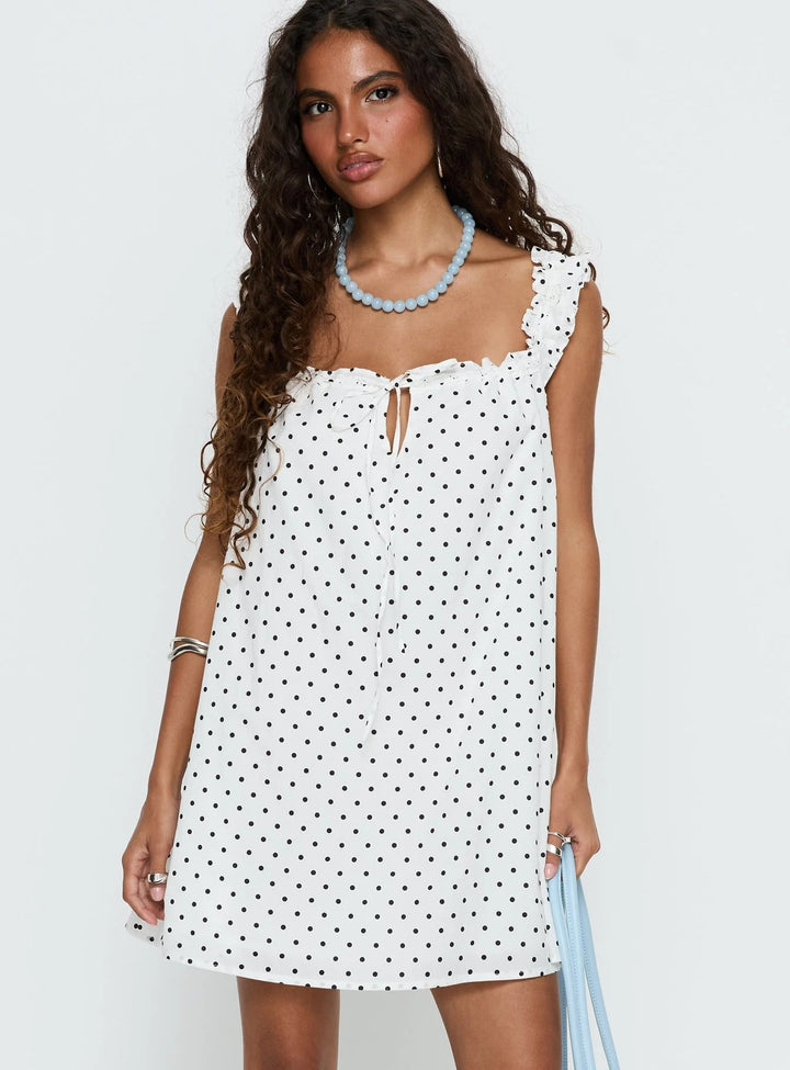 Damen lässiges Sommerkleid mit Rüschendetails und Knopfverschluss Echo Archiv