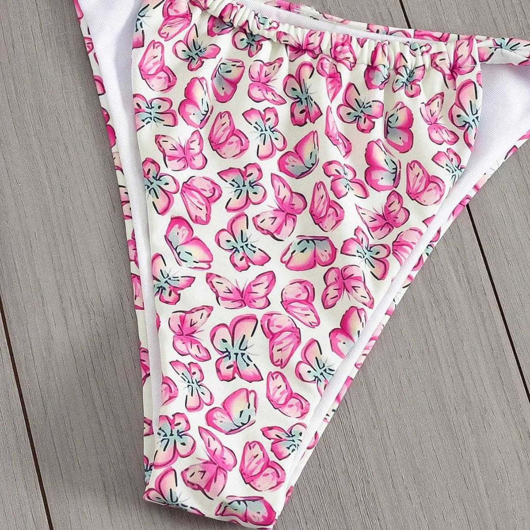Damen Floral Triangel-Bikini mit seitlichen Bindebändern Echo Archiv