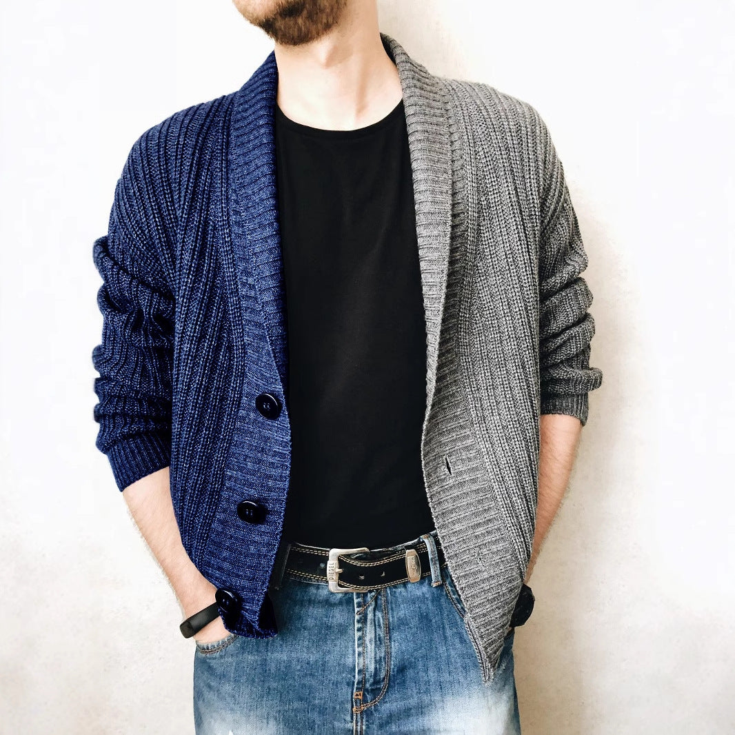Herren Strickjacke mit modernem Strukturmuster und großen Knöpfen Echoarchiv