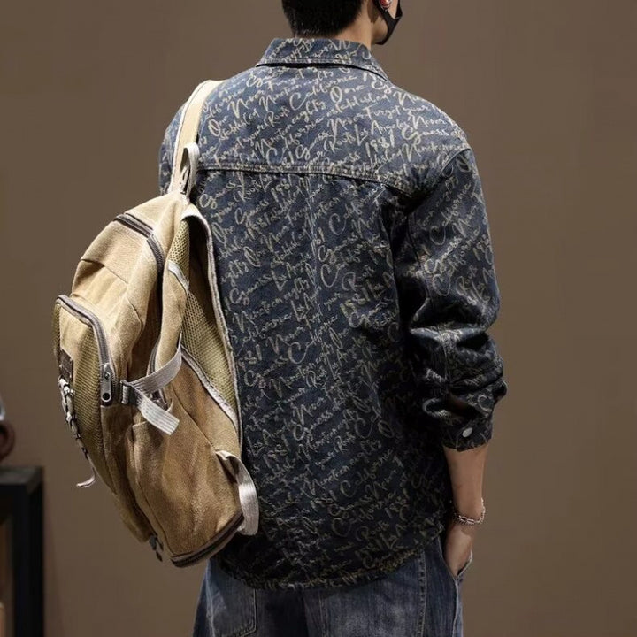 Herren Modische Denimjacke mit grafischem Muster Echo Archiv