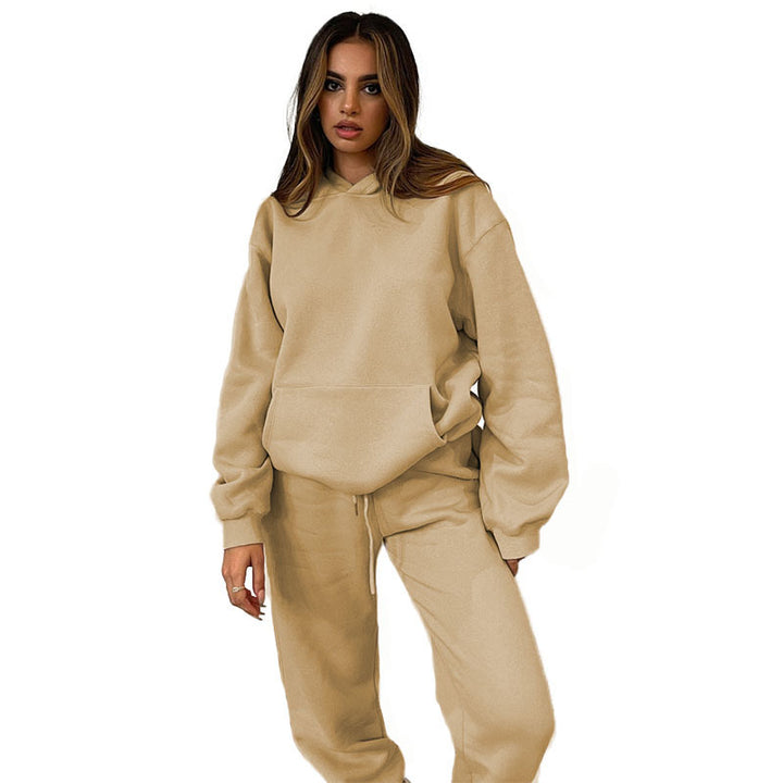 Damen nan lässiges Oversize-Kapuzenloungewear-Set mit fleecegefüttertem Hoodie und hochgeschnittener Jogginghose Echo Archiv