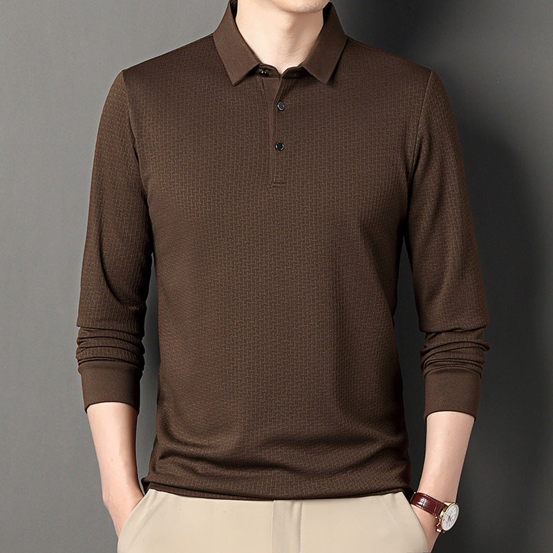 Herren langärmliges Poloshirt mit strukturiertem Design und modernem Schnitt Echoarchiv