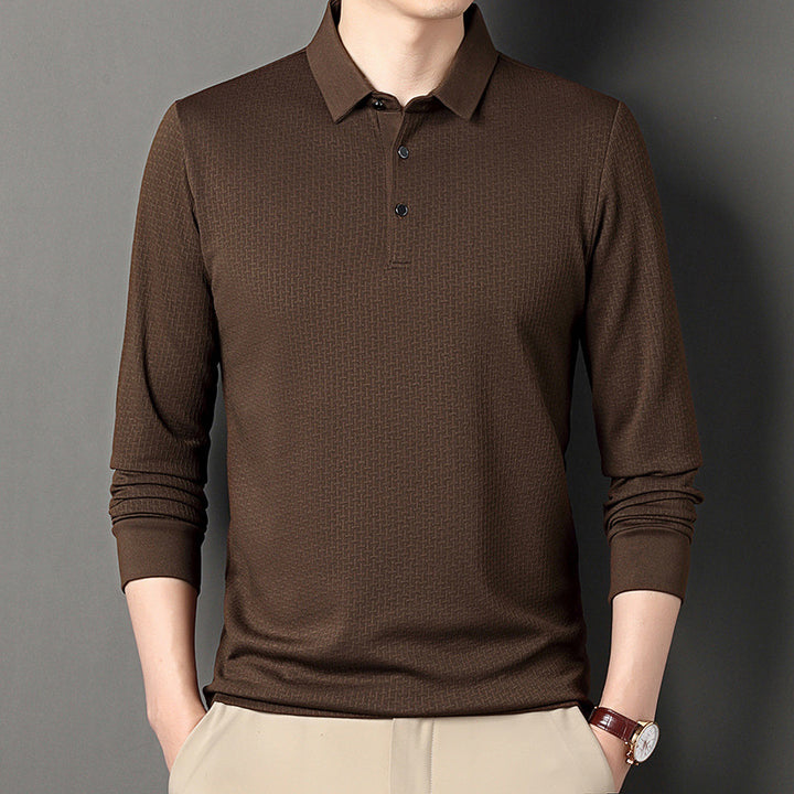 Herren langärmliges Poloshirt mit strukturiertem Design und modernem Schnitt Echoarchiv