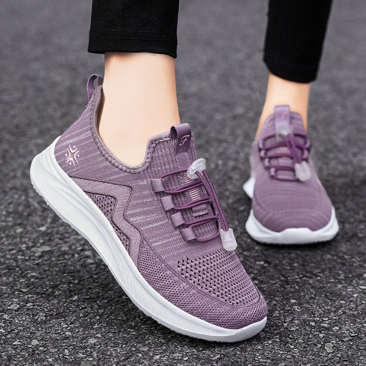 Damen nan gestrickte Slip-On-Sneaker mit elastischer Schnürung, gepolsterter Innenfütterung und dämpfender Profilsohle Echo Archiv