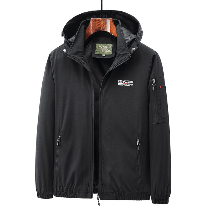 Herren Leichte Softshell-Kapuzenjacke mit wasserabweisender Membran und Ärmeltasche – Taviero
