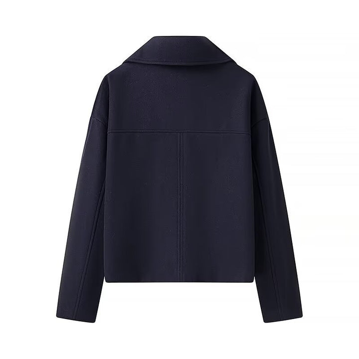 Damen Kurzer Zweireihiger Boxy-Peacoat aus Wollmix mit weitem Revers Echo Archiv